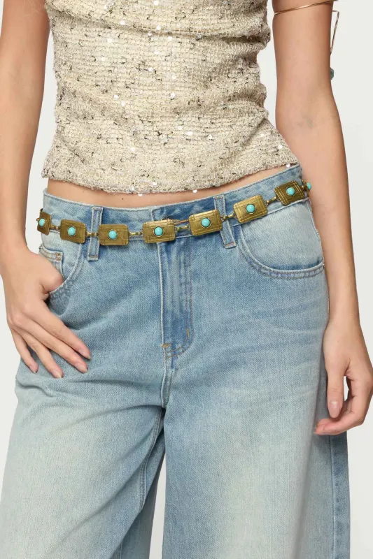 Vintage Stone Pendant Chain Belt sold by Edikted