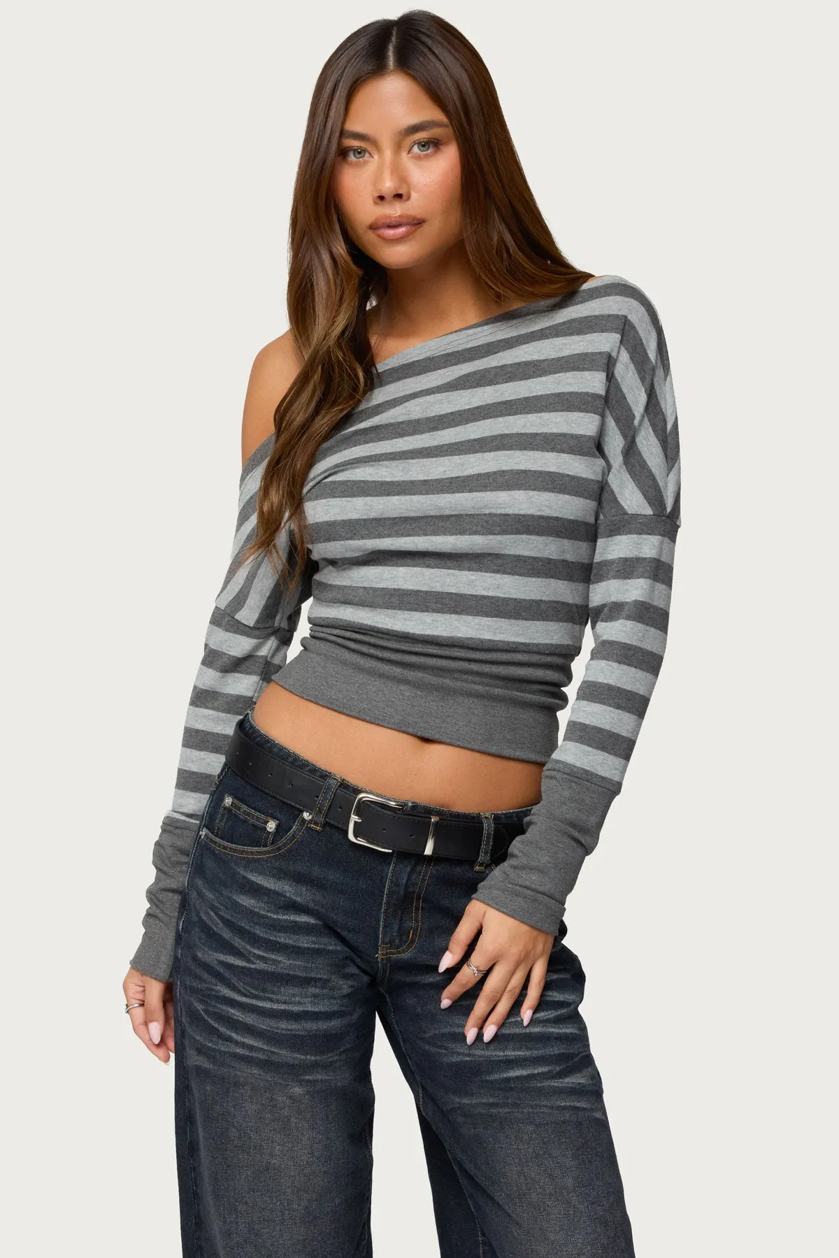 Marniee Striped Off Shoulder Top sold by Edikted