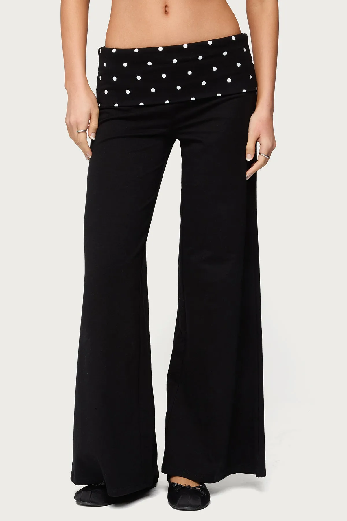 Petite Reeva Polka Dot Foldover Pants sold by Edikted product image thumbnail 2