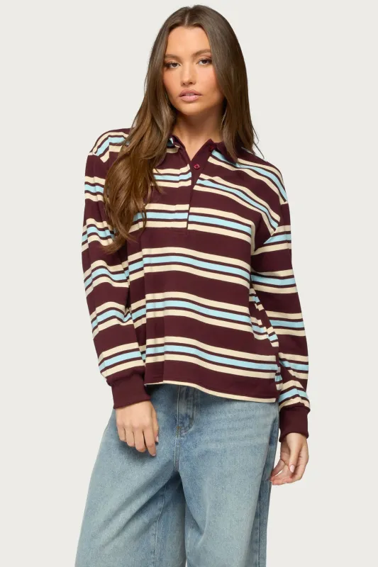 Renya Striped Rugby Shirt sold by Edikted