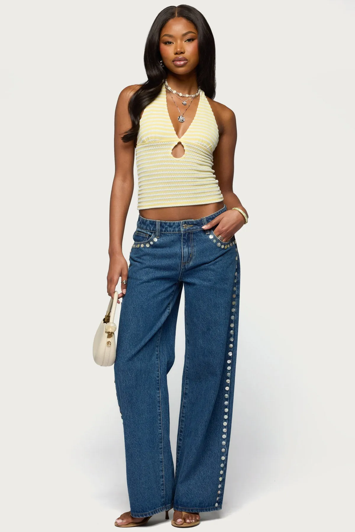 Maylah Keyhole Striped Textured Halter Top sold by Edikted product image thumbnail 2