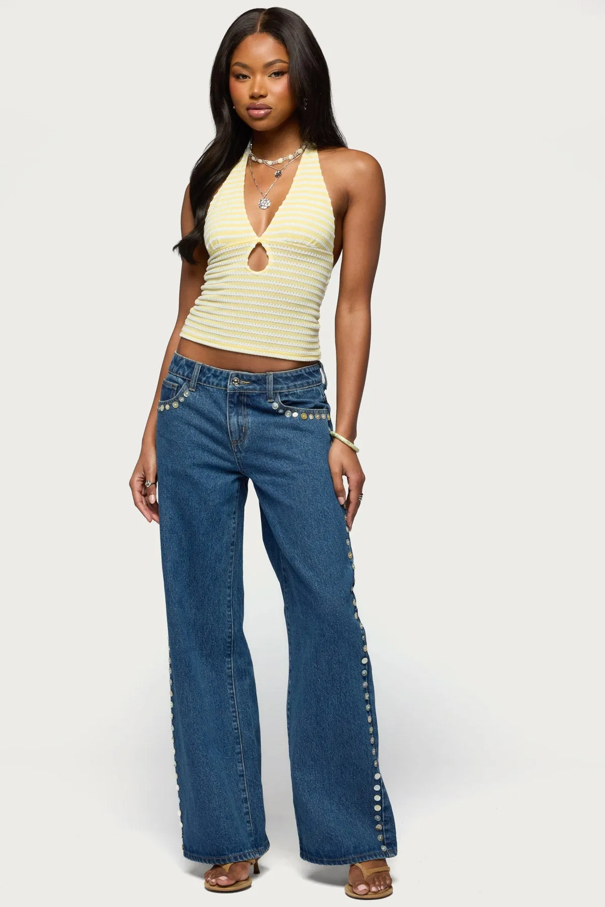 Maylah Keyhole Striped Textured Halter Top sold by Edikted product image thumbnail 5