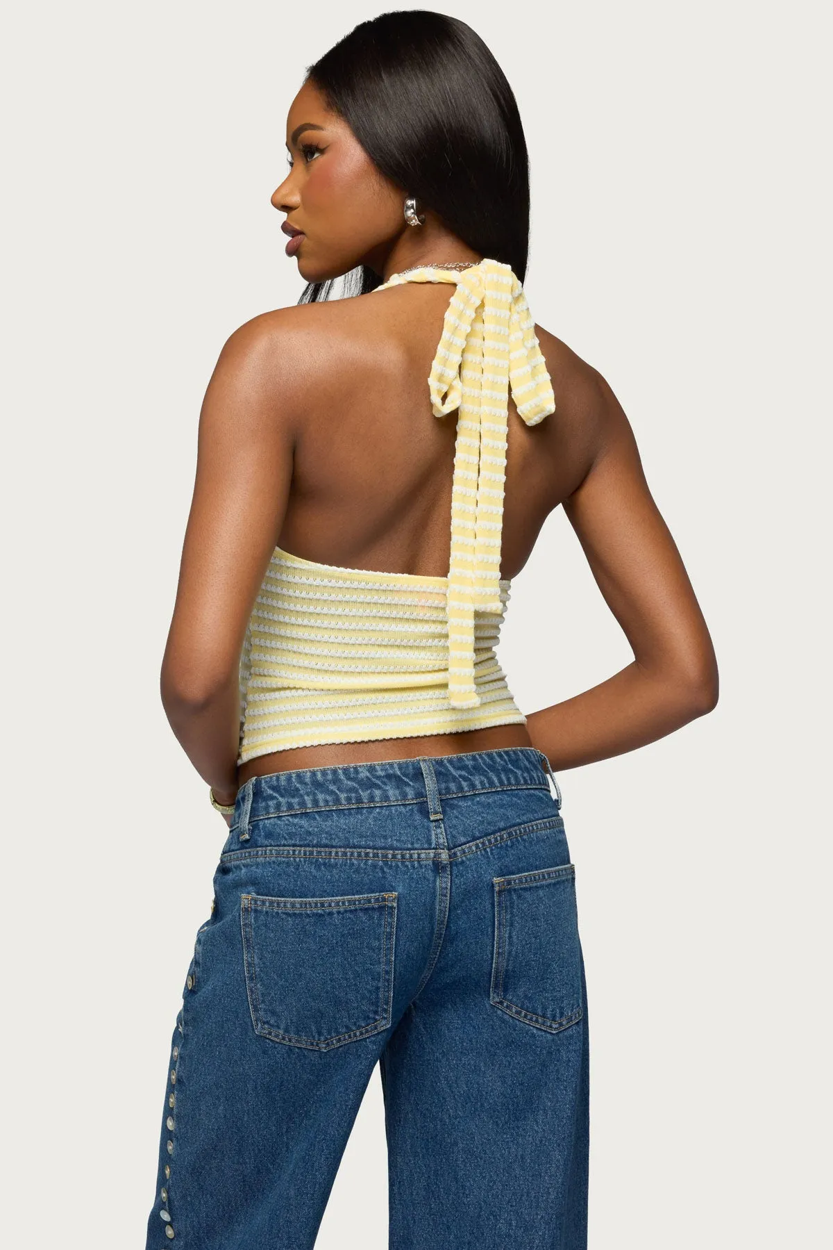 Maylah Keyhole Striped Textured Halter Top sold by Edikted product image thumbnail 4