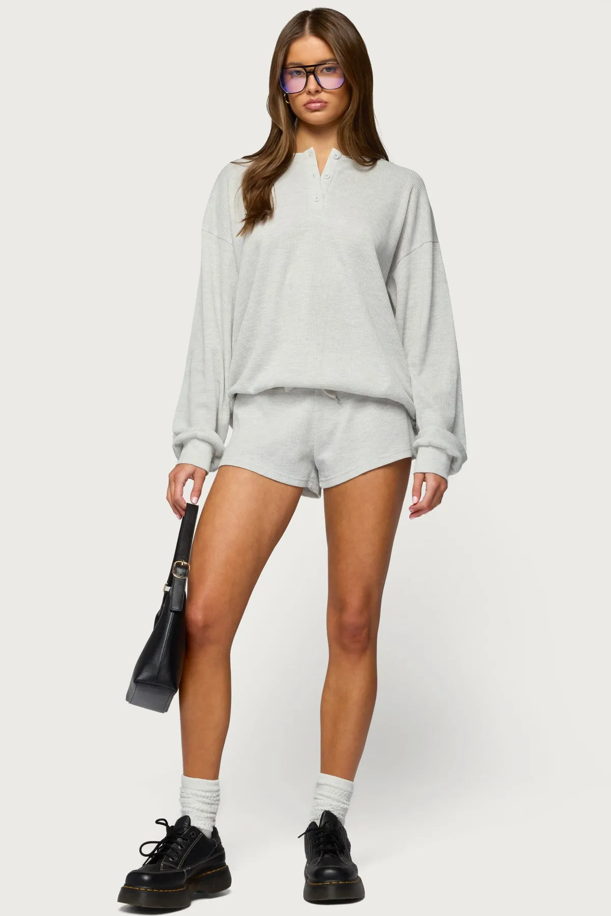 Baila Waffle Henley Top sold by Edikted product image thumbnail 2