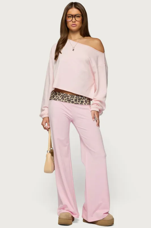 Leopard Foldover Pants made by Edikted