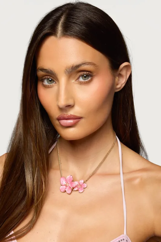 Double Flower Pendant Necklace sold by Edikted