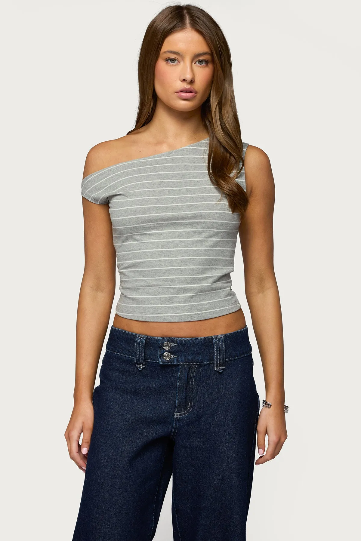 Keryn Striped Off Shoulder Top sold by Edikted