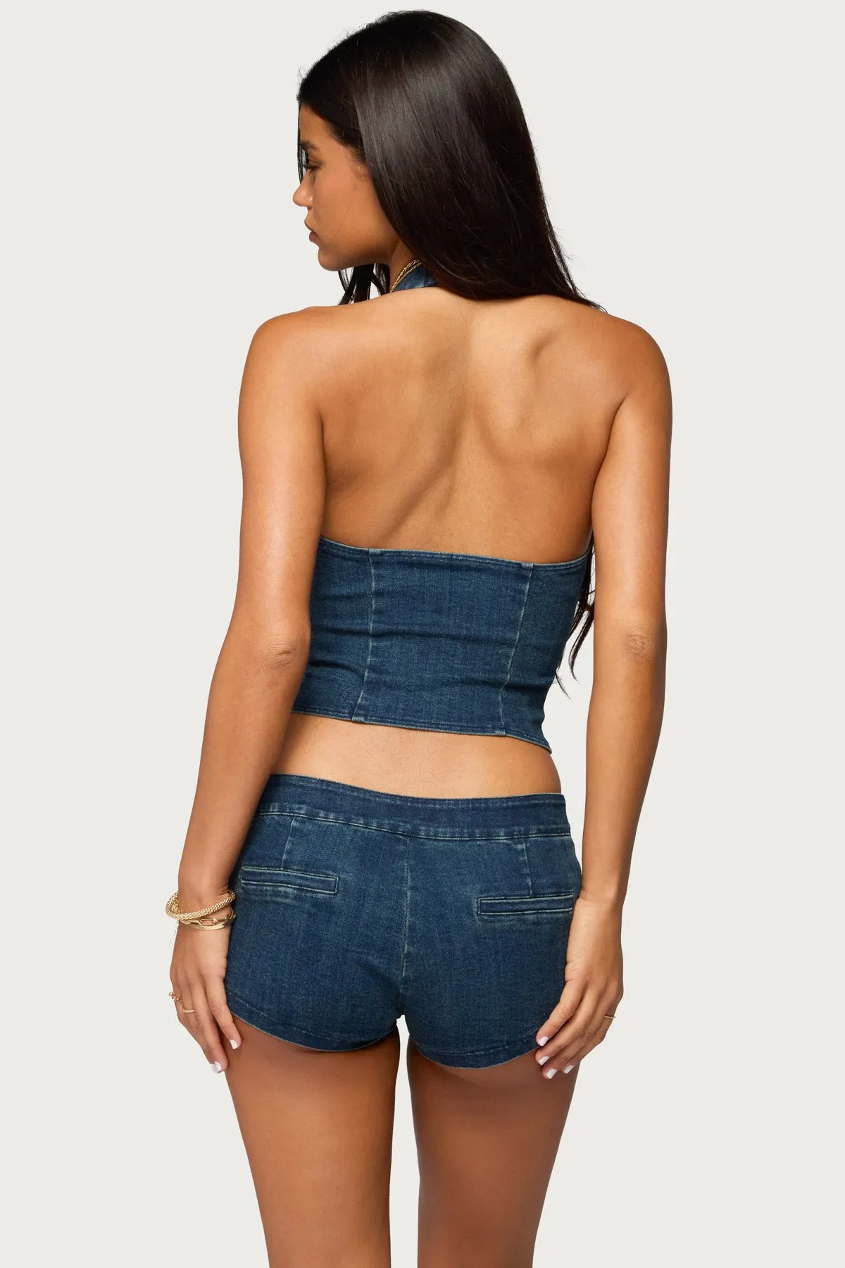 Sashe Button Up Denim Halter Top sold by Edikted product image thumbnail 5