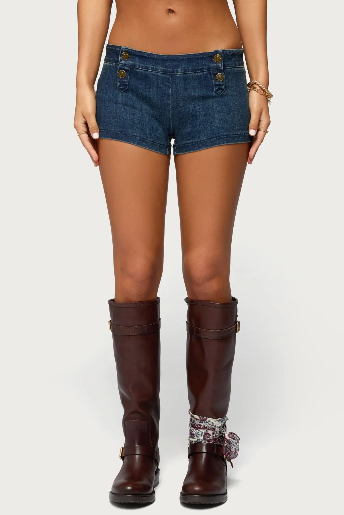 Sashe Stretchy Denim Shorts sold by Edikted product image thumbnail 2