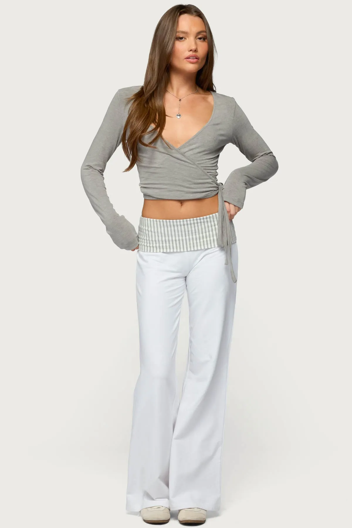 Meshey Striped Foldover Pants sold by Edikted product image thumbnail 4