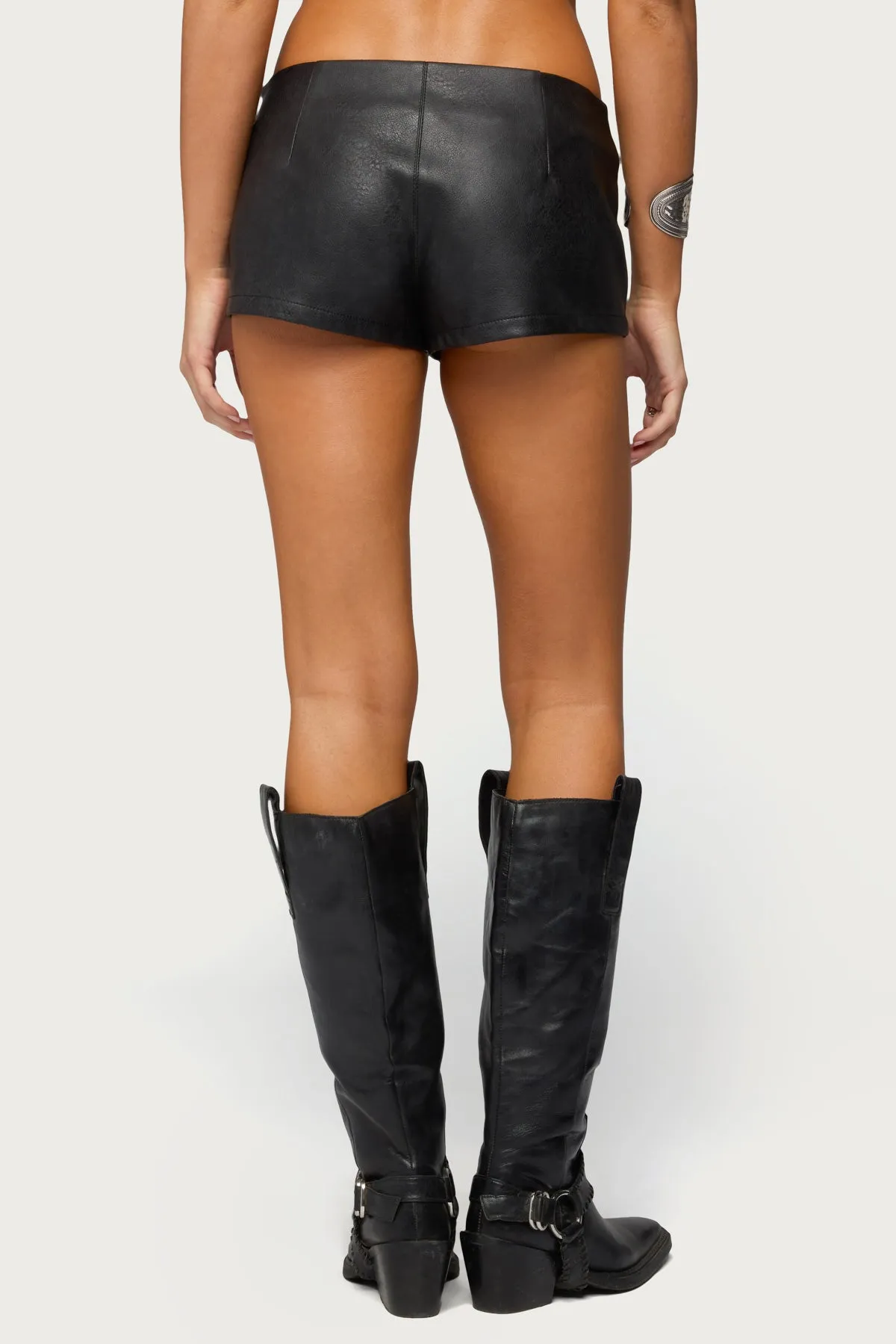 Jessica Lace Up Faux Leather Micro Shorts sold by Edikted product image thumbnail 4
