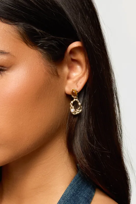 Faux Tiger Eye Abstract Earrings sold by Edikted