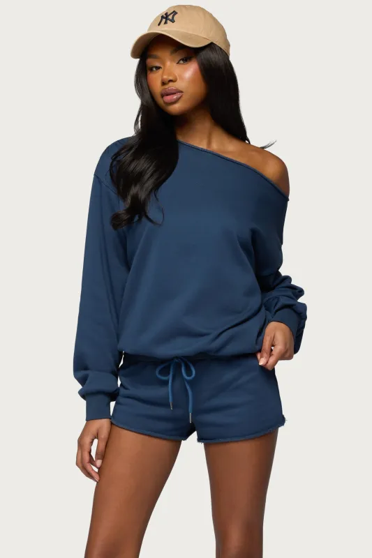 Juana Off Shoulder Lightweight Sweatshirt made by Edikted