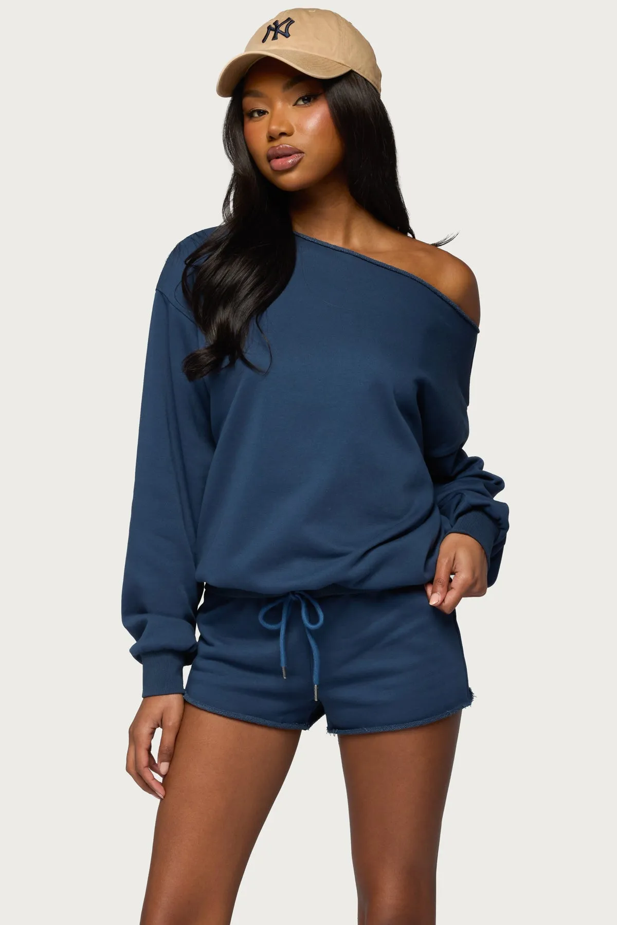 Juana Off Shoulder Lightweight Sweatshirt sold by Edikted