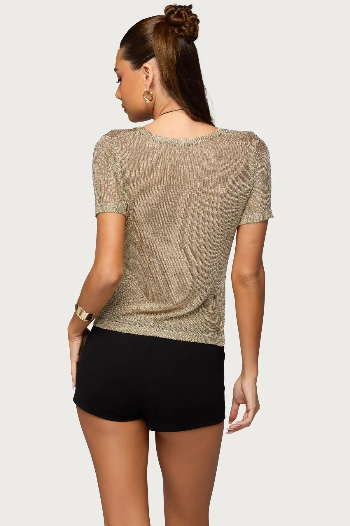 Luchia Shiny Knit Top sold by Edikted product image thumbnail 4