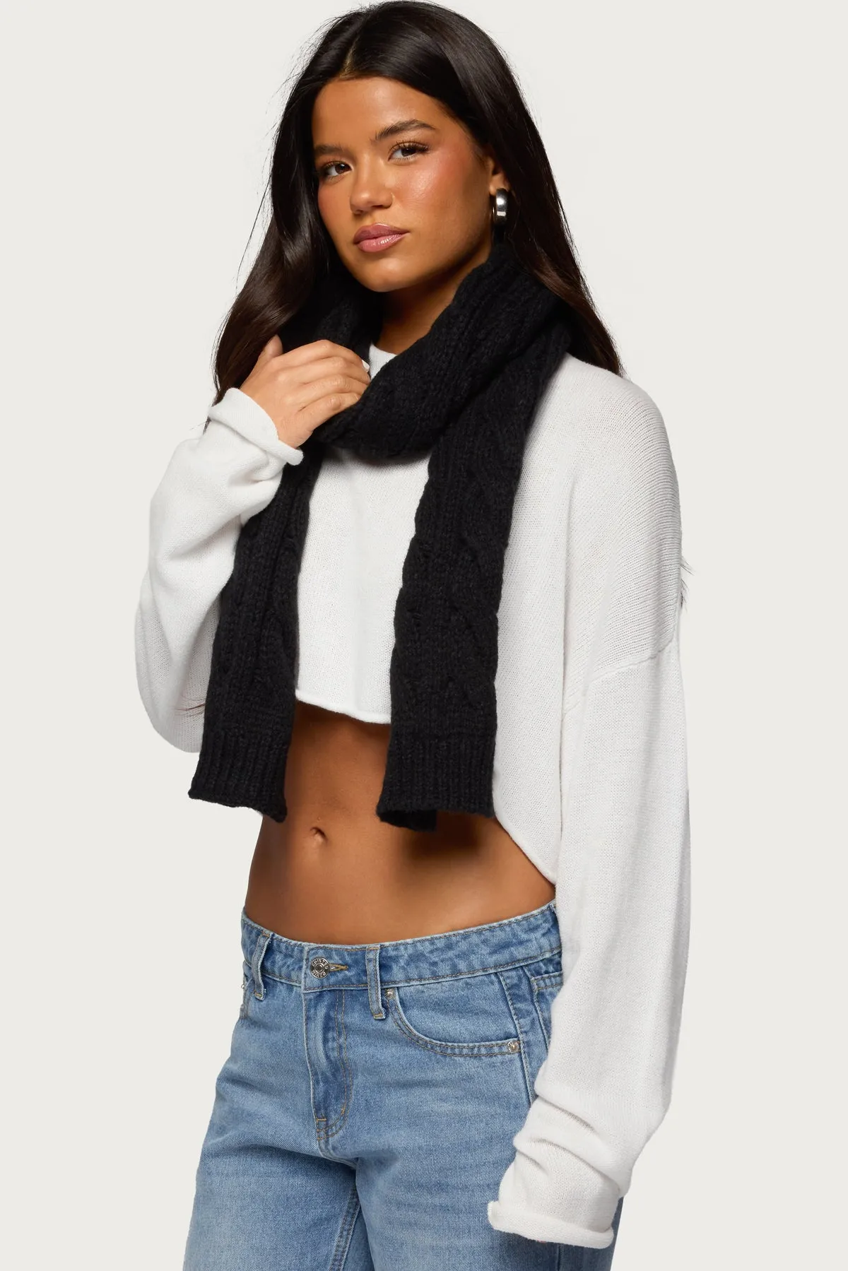 Cable Knit Scarf sold by Edikted