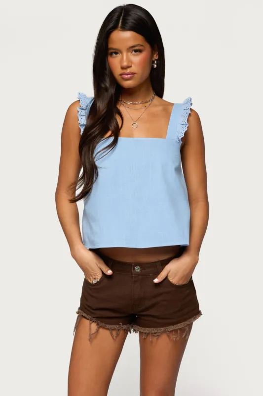 Viviana Linen Look Top sold by Edikted