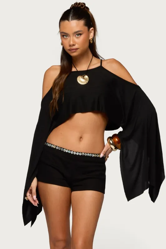 Ivanna Cutout Cape Cropped Top made by Edikted