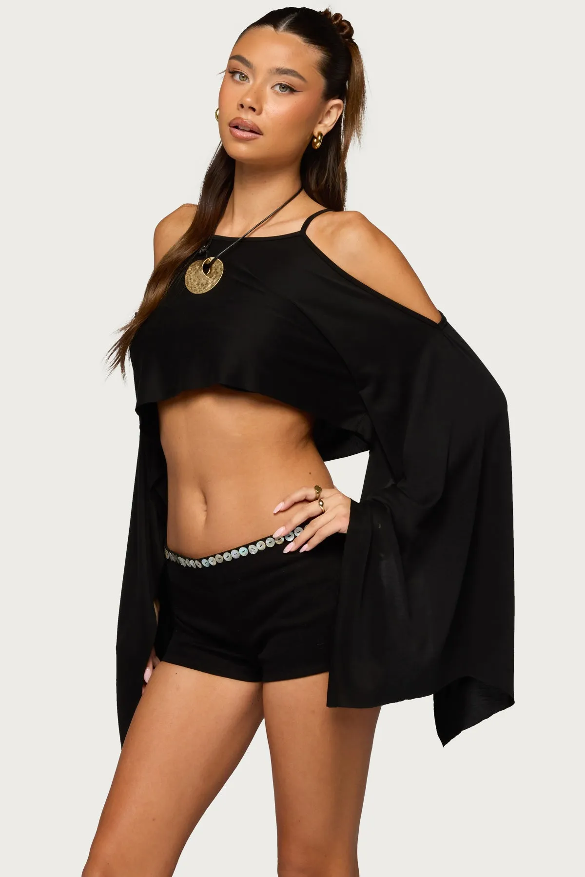 Ivanna Cutout Cape Cropped Top sold by Edikted product image thumbnail 3