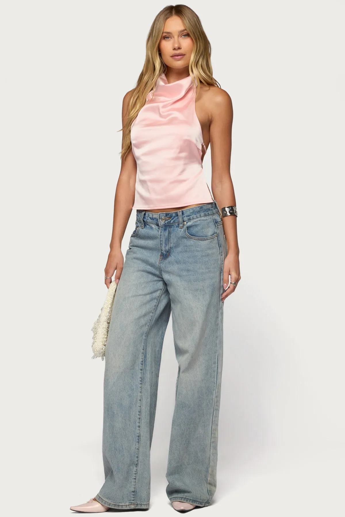 Satin Effect Backless Cowl Neck Top sold by Edikted product image thumbnail 2