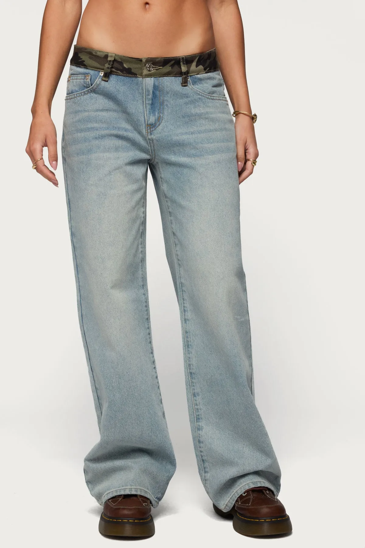 Camo Waist Low Rise Baggy Jeans sold by Edikted product image thumbnail 2
