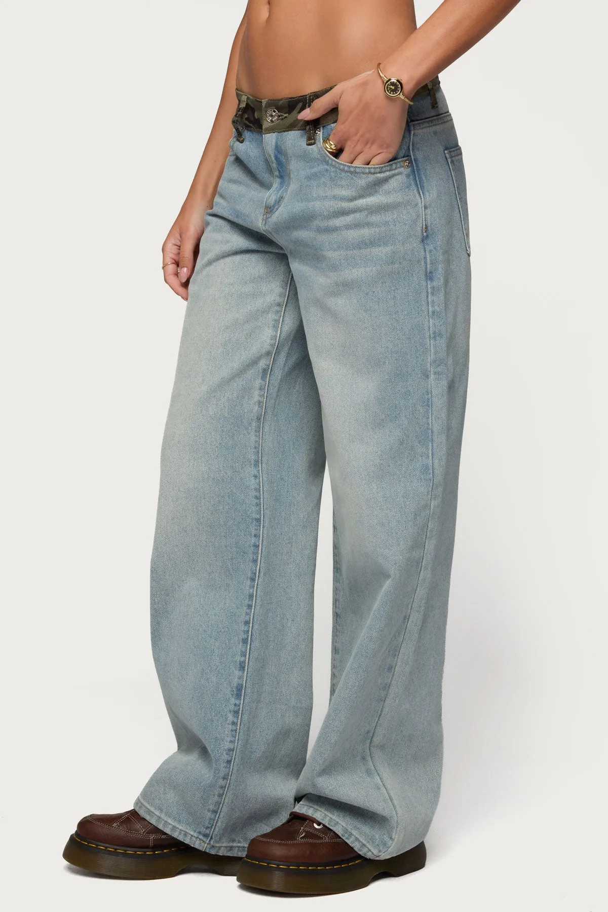 Camo Waist Low Rise Baggy Jeans sold by Edikted product image thumbnail 4
