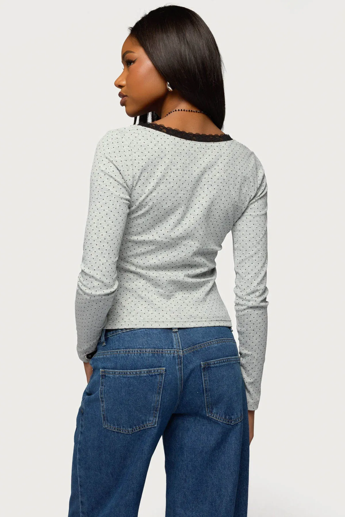 Morah Lacey Polka Dot Top sold by Edikted product image thumbnail 4