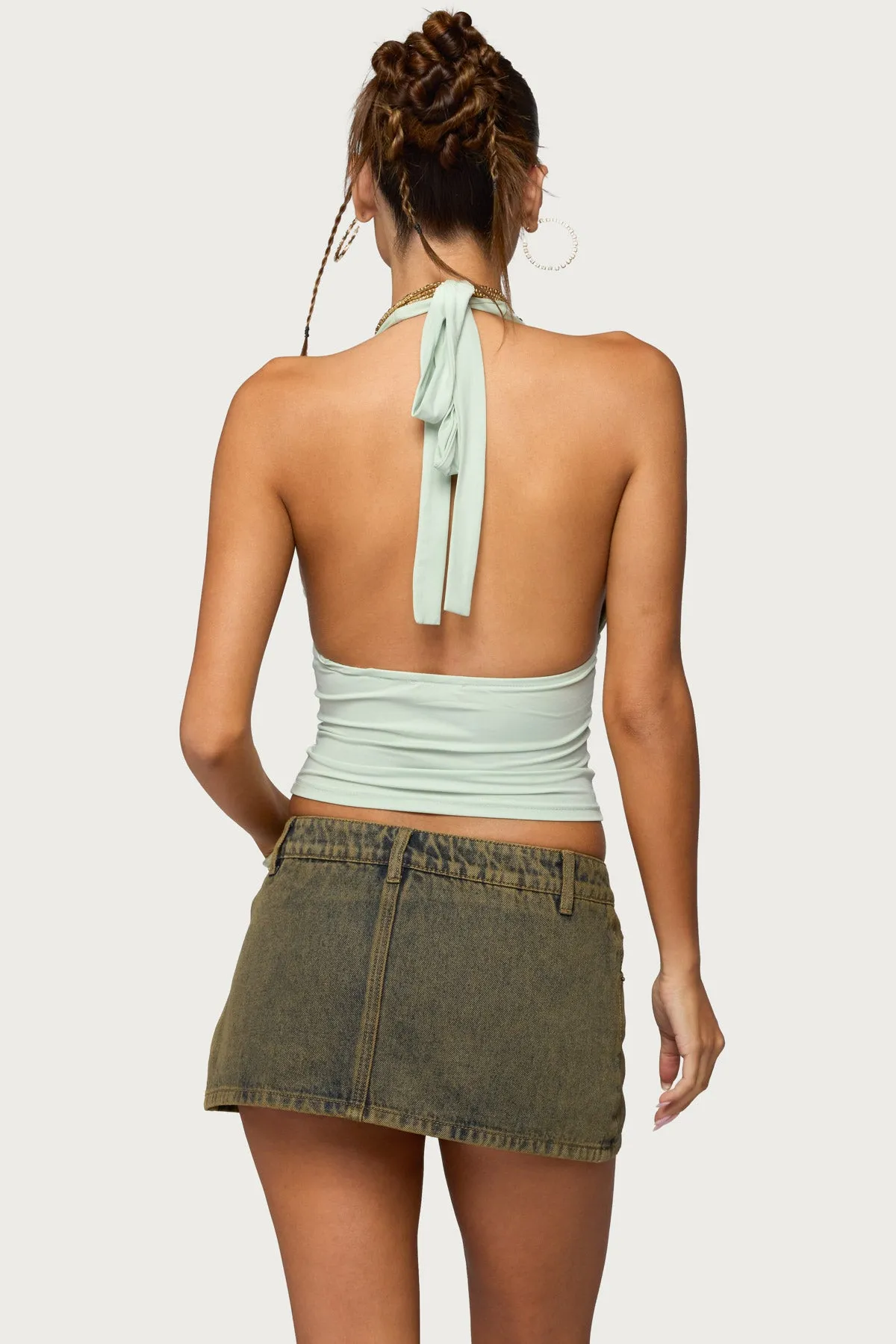 Sequin Plunge Neck Halter Top sold by Edikted product image thumbnail 5