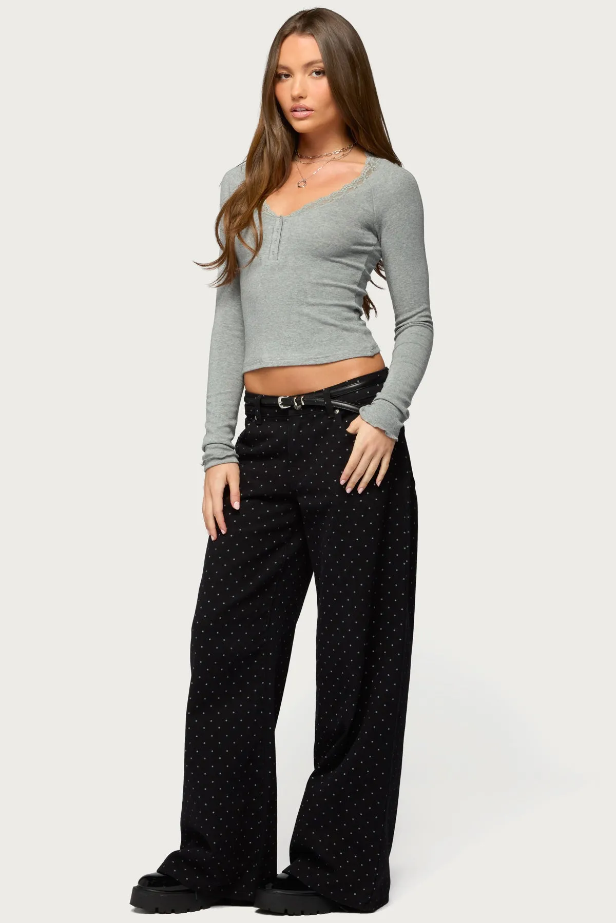 Shanah Lacey Henley Top sold by Edikted product image thumbnail 4