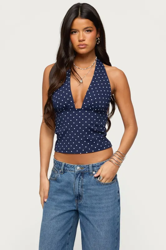 Blaire Polka Dot Halter Top made by Edikted