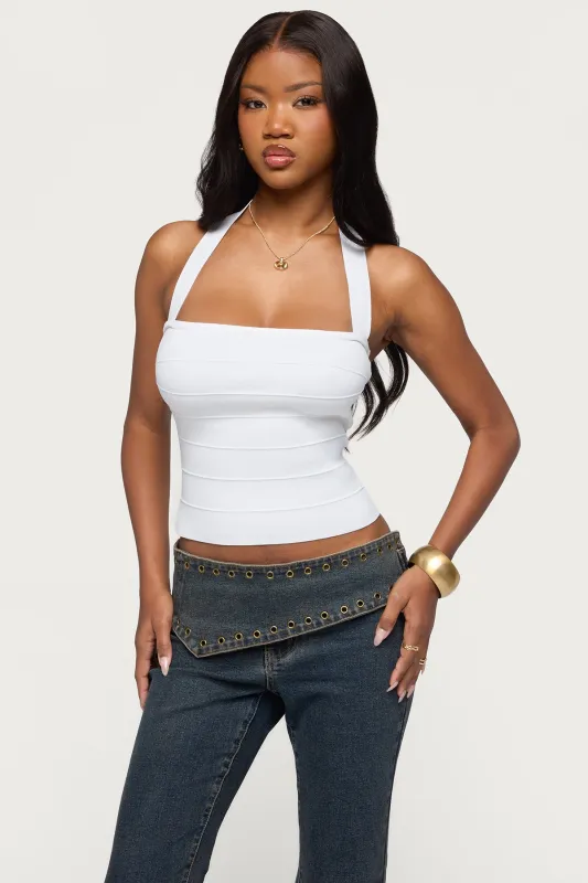 Esmerela Bandage Knit Halter Top made by Edikted