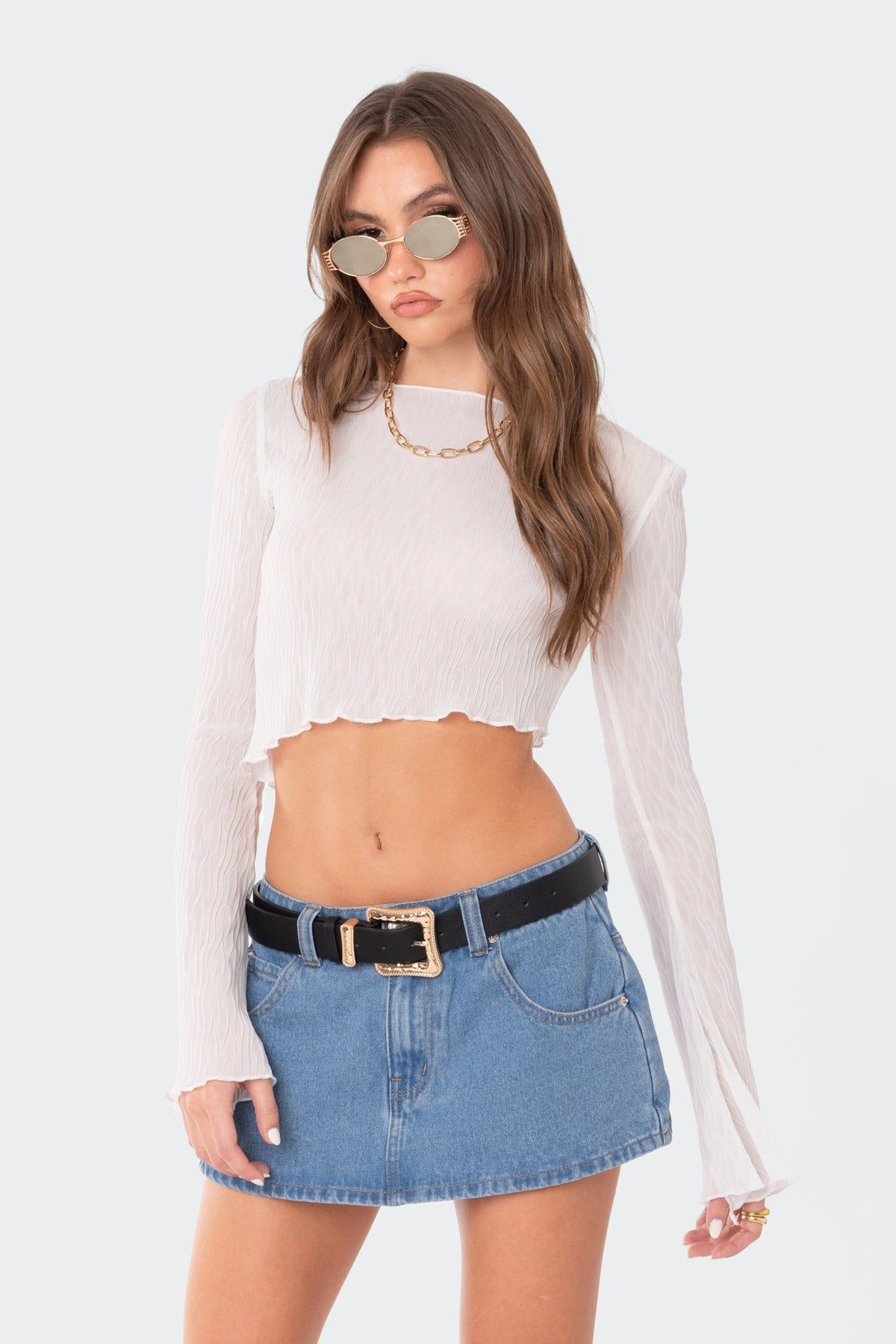 Sheer Raw Hem Asymmetric Top sold by Edikted product image thumbnail 2