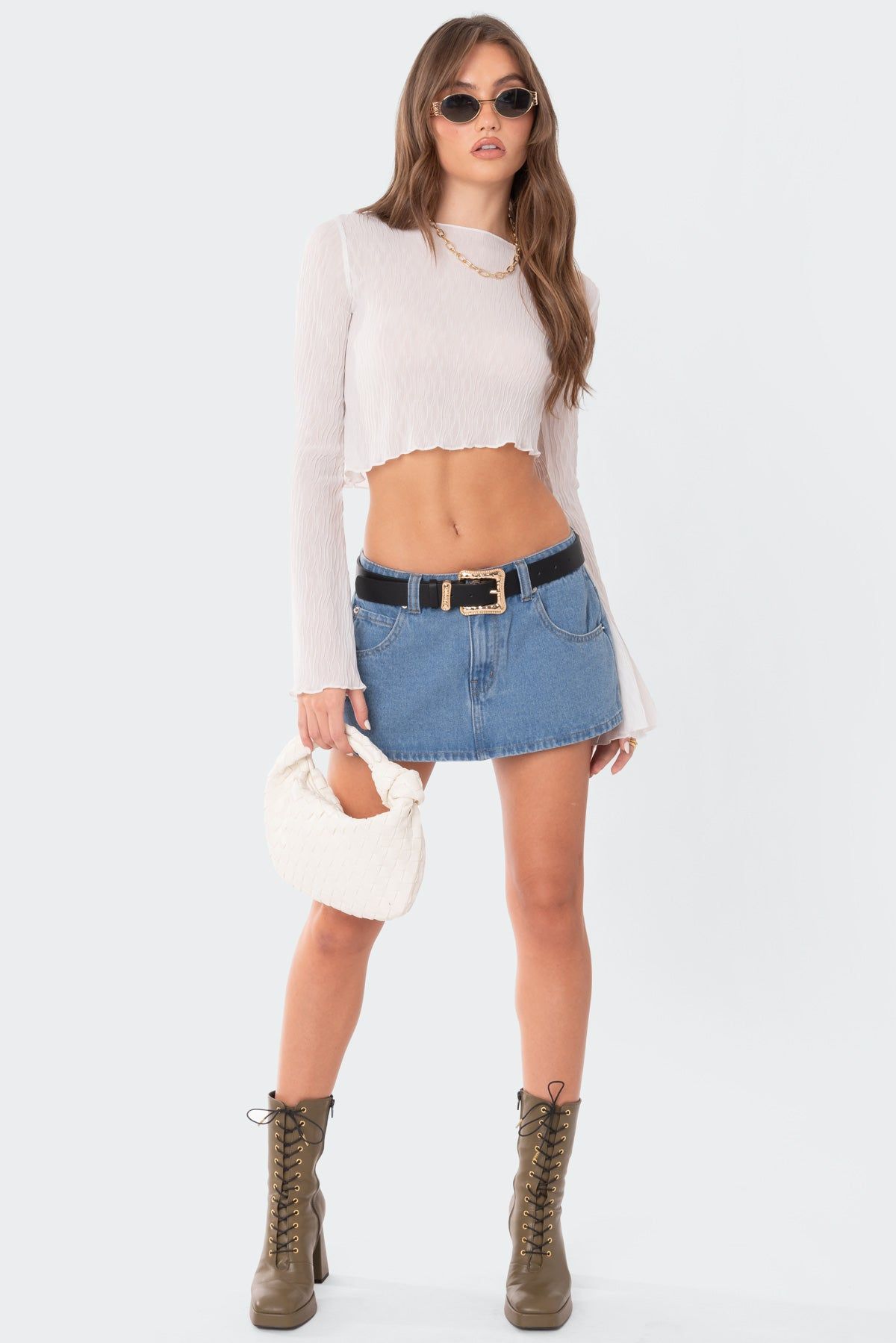 Sheer Raw Hem Asymmetric Top sold by Edikted product image thumbnail 3