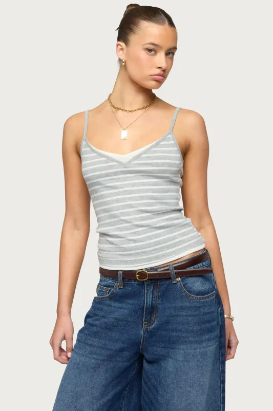 Layered Contrast Striped Tank Top sold by Edikted