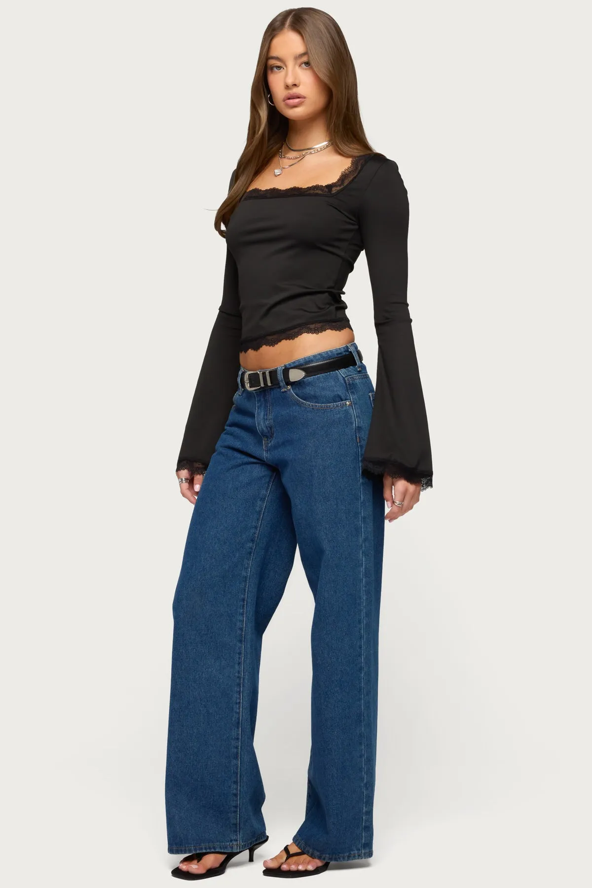 Kailin Lacey Flared Sleeve Top sold by Edikted product image thumbnail 4