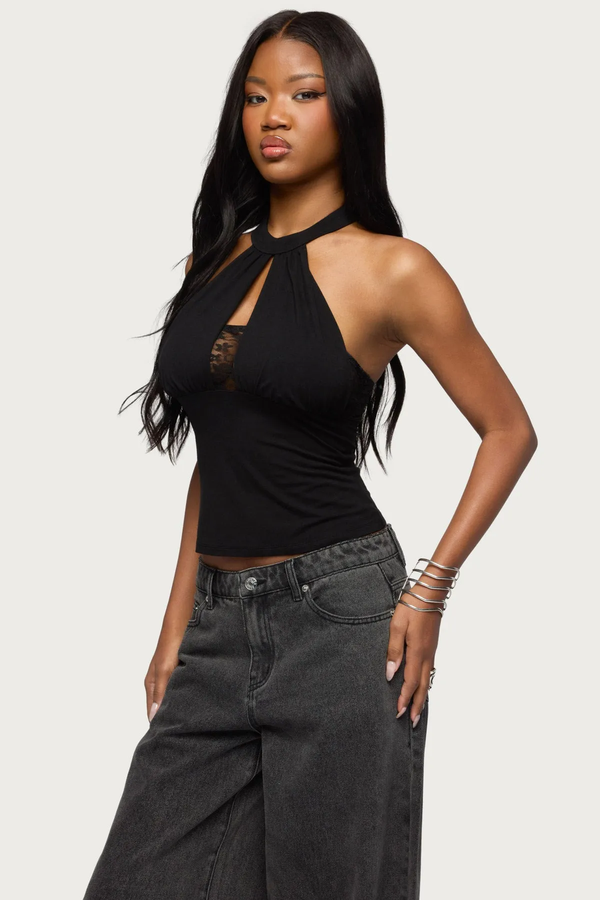 Lielle Lacey Layered Halter Top sold by Edikted product image thumbnail 3