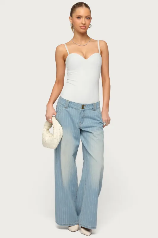 Petite Cory Striped Low Rise Baggy Jeans made by Edikted