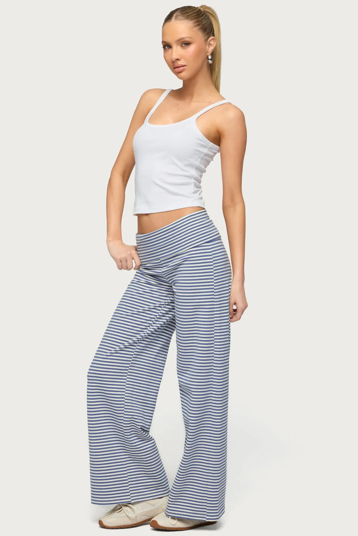 Petite Lilah Striped Fold Over Pants sold by Edikted product image thumbnail 5
