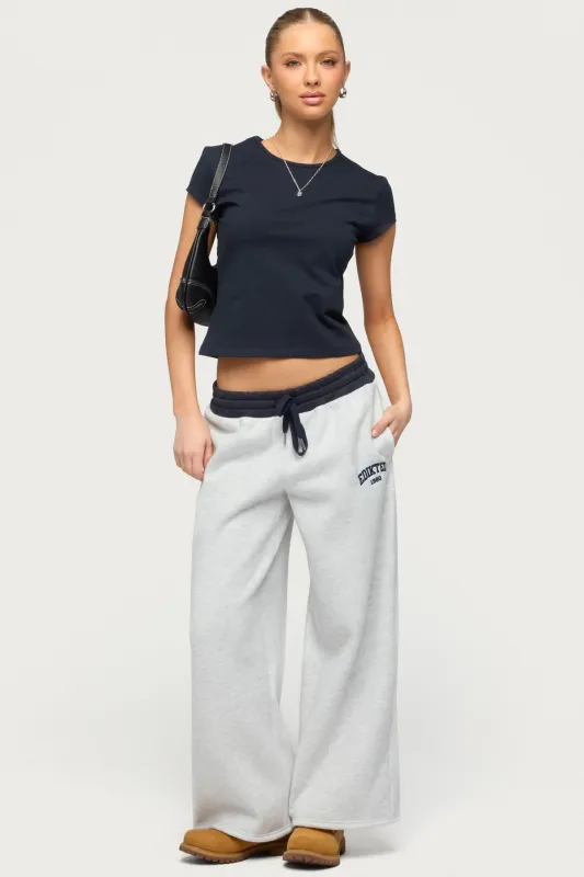 Petite Edikted Contrast Embroidered Sweatpants sold by Edikted