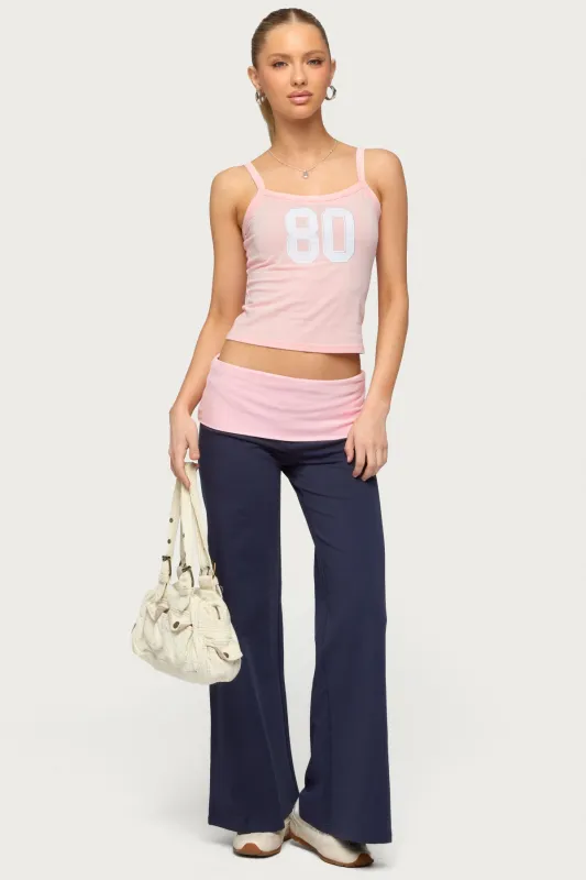 Petite Wide Leg Contrast Foldover Pants sold by Edikted