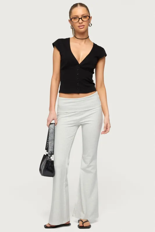 Petite Naomi Foldover Flared Leggings sold by Edikted