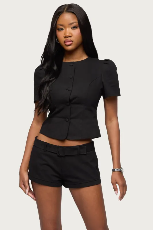 Thea Twill Button Up Top made by Edikted