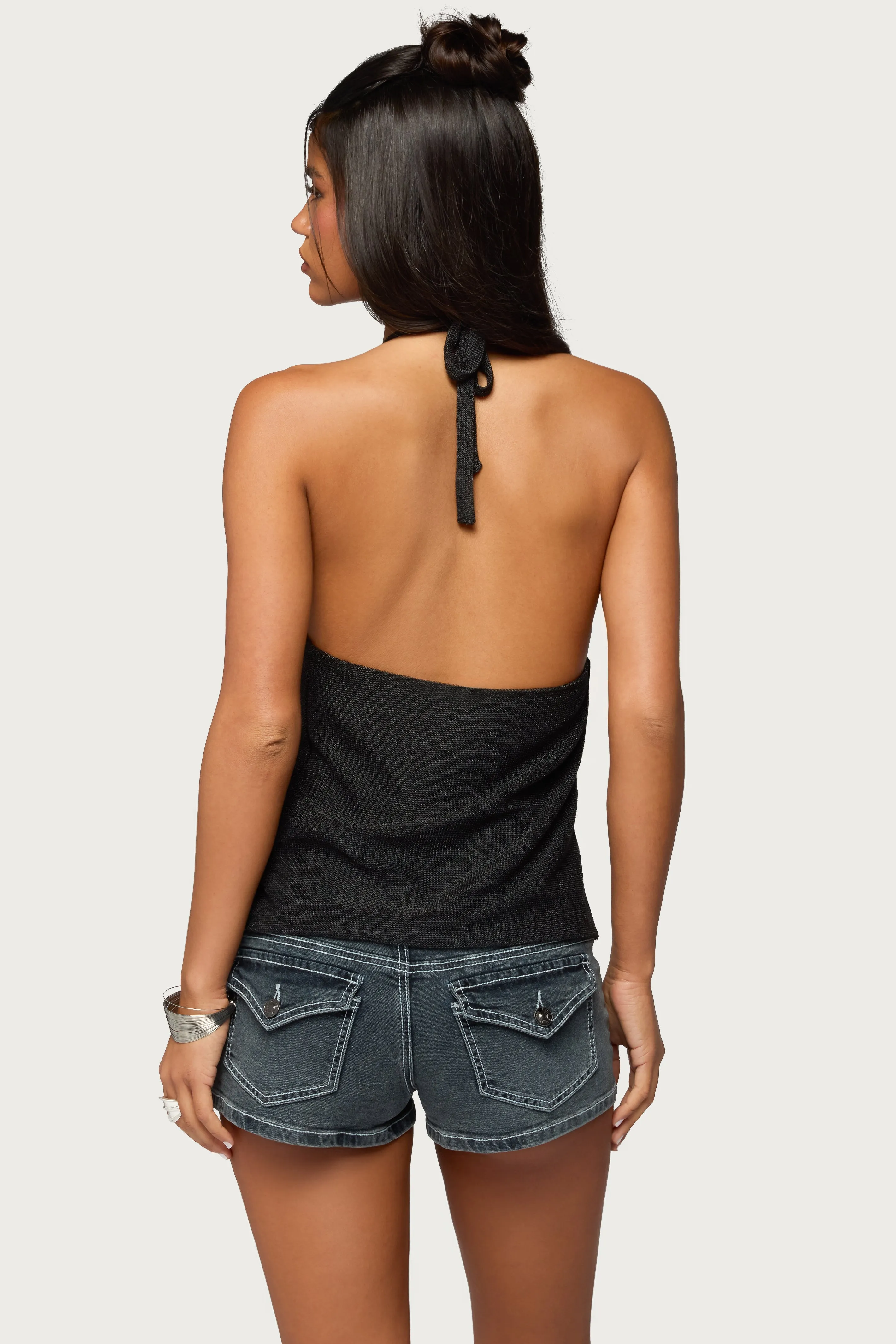 Stasia Sparkly Knit Split Front Top sold by Edikted product image thumbnail 5