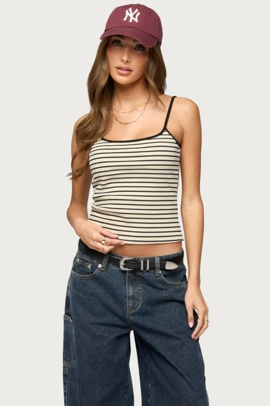 Gretta Striped Ribbed Tank Top sold by Edikted