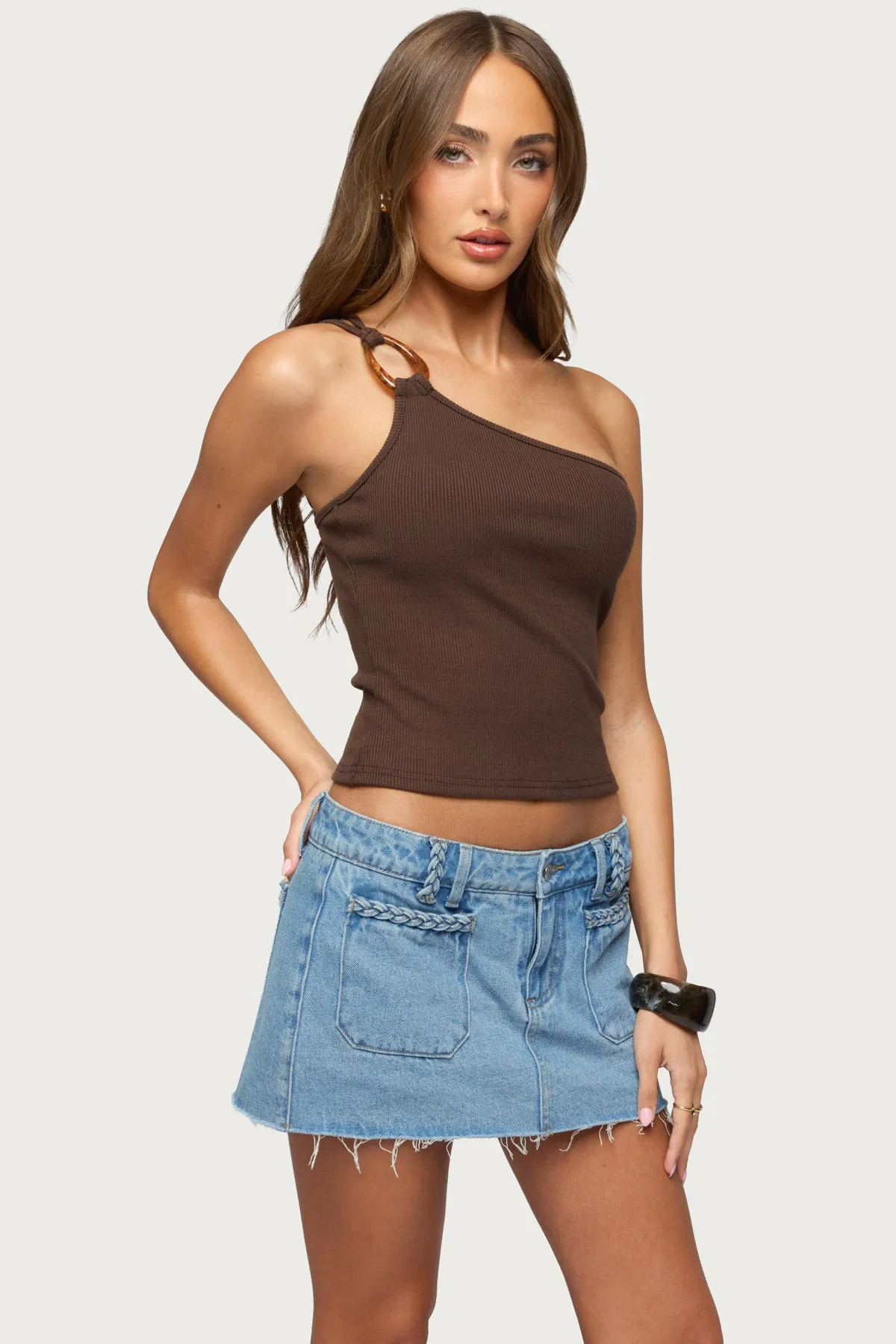 Calista Ribbed One Shoulder Top sold by Edikted product image thumbnail 3