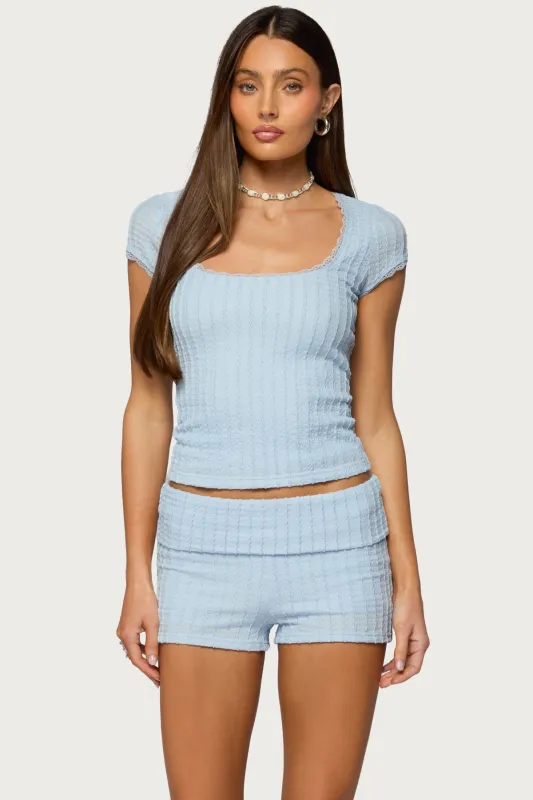 Iyara Textured Knit Top sold by Edikted