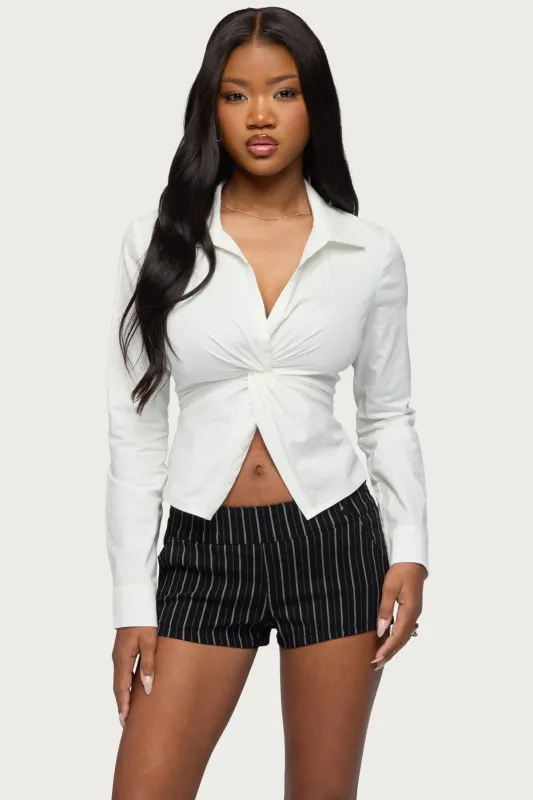Jovie Twisted Lace Up Tailored Shirt made by Edikted