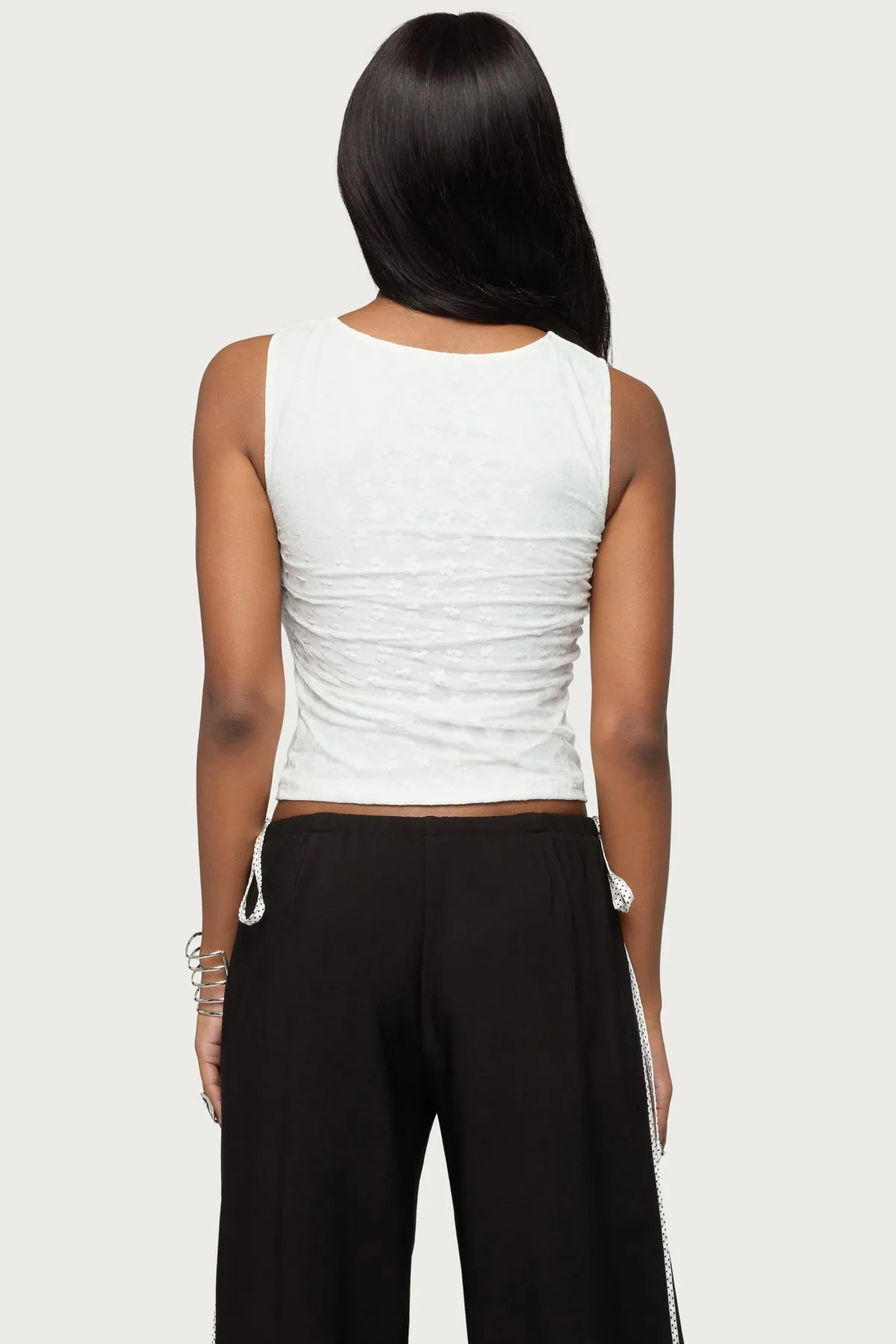 Elisia Twist Cutout Flower Lace Top sold by Edikted product image thumbnail 5