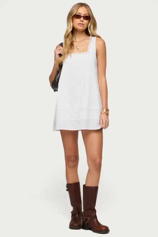 Doroh Lacey Striped Cotton Mini Dress sold by Edikted