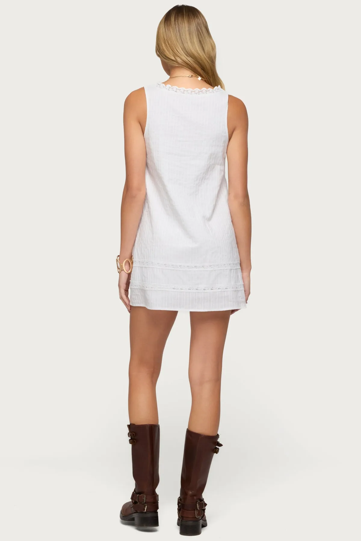Doroh Lacey Striped Cotton Mini Dress sold by Edikted product image thumbnail 4